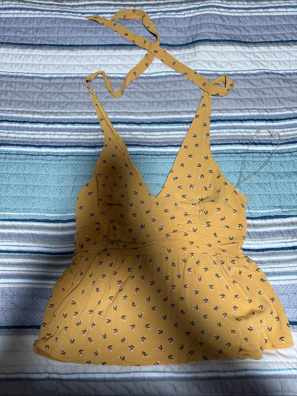 American Eagle Outfitters Mustard Yellow Smocked Top